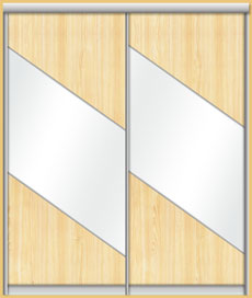 Двустворчатые двери-купе с наклонными зеркальными вставками